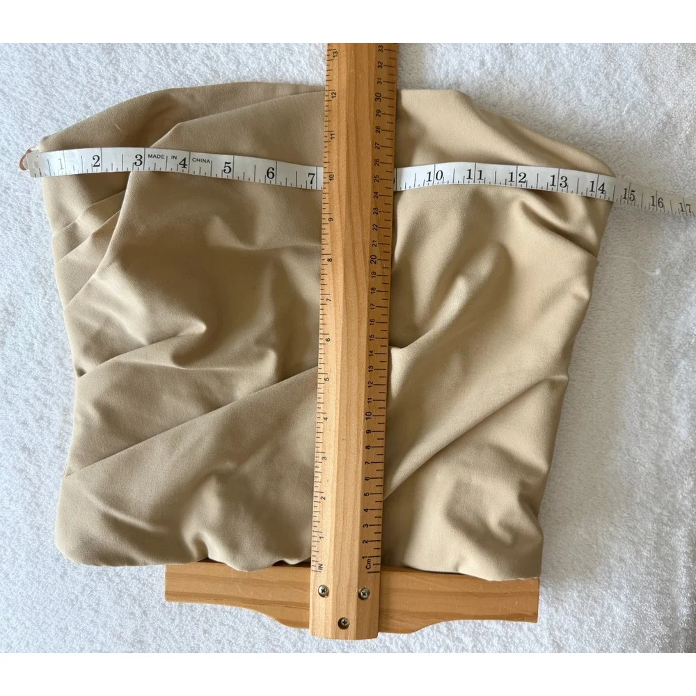 ZARA Strapless Pleated Tube Top classic beige Sz-XS - Picture 6 of 9